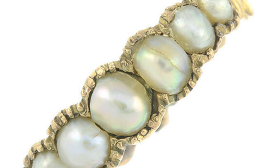 A Georgian gold split pearl half eternity ring.