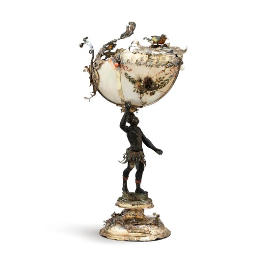 A German nautilus cup with silver-gilt mounts, Paul Solanier, Ausgburg, 1692-1697