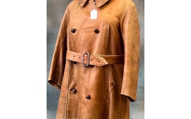 A Great War period Aviator's 3/4 length leather flying coat,...