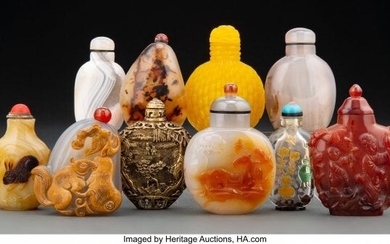 A Group of Ten Chinese Snuff Bottles 3-1/8 x 2-1