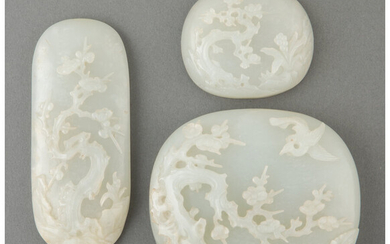 A Group of Three Chinese Carved Jade Plaques