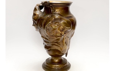 A Jules Prosper Legastelois bronze figural Art Nouveau vase ...