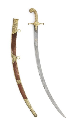 A Kutch Gilt copper mounted steel sword (Shamshir), Western India, early 19th Century