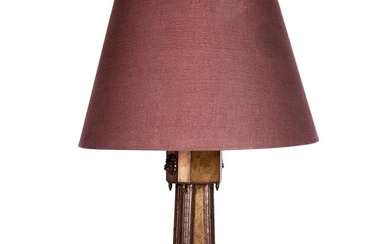 A LARGE BRONZE AND COPPER TABLE LAMP, LATE 19TH CENTURY