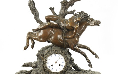 A LARGE LATE 19TH CENTURY FRENCH BRONZE AND ROUGE...