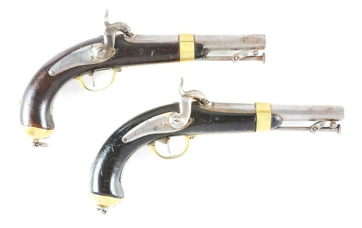 (A) LOT OF TWO: FRENCH MODEL 1837 MARINE PISTOLS BY