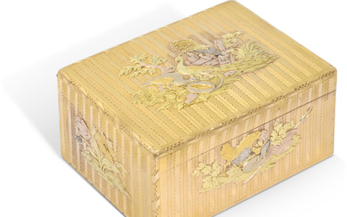 A LOUIS XV FOUR-COLOUR GOLD SNUFF-BOX BY CHARLES LE BASTIER,...