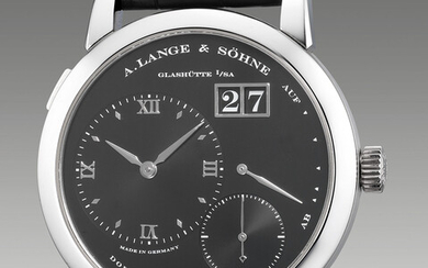 A. Lange & Söhne, Ref. 101.035 A rare and attractive platinum wristwatch with small seconds, date, power reserve indication, guarantee and presentation box