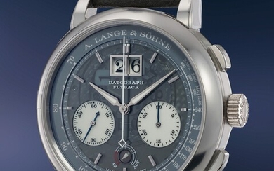 A. Lange & Söhne, Ref. LSLS4052AI A fascinating platinum chronograph wristwatch with date, power reserve indication, semitransparent luminous dial, guarantee and box, number 83 of a 200 pieces limited edition