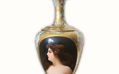 A Large 19th Century Royal Vienna Hand Painted Vase