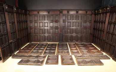 A Large Collection of Oak Room Panelling 16th/17th Century & Later, with marquetry & scratch-work en