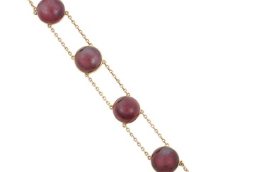 A Late 19th Century Garnet Bracelet six double chain linked...