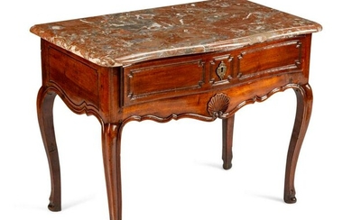 A Louis XV Provincial Carved Walnut Table Height 30 x