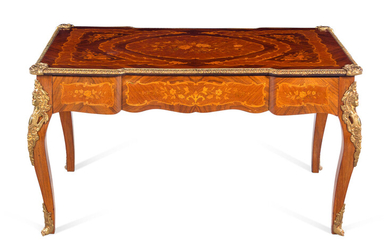 A Louis XV Style Gilt Bronze Mounted Kingwood and Marquetry Low Table