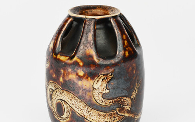 A Martin Brothers stoneware Dragon gourd vase by Edwin and Walter Martin
