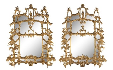 A Massive Pair of English Carved Giltwood Pier Mirrors