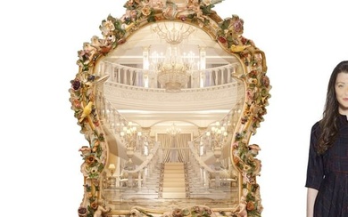 A Monumental 19th C. Meissen Hand Painted Porcelain Wall Mirror