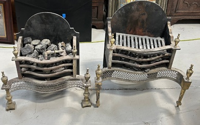 A NEAR PAIR OF GEORGE III STYLE FIRE GRATES...