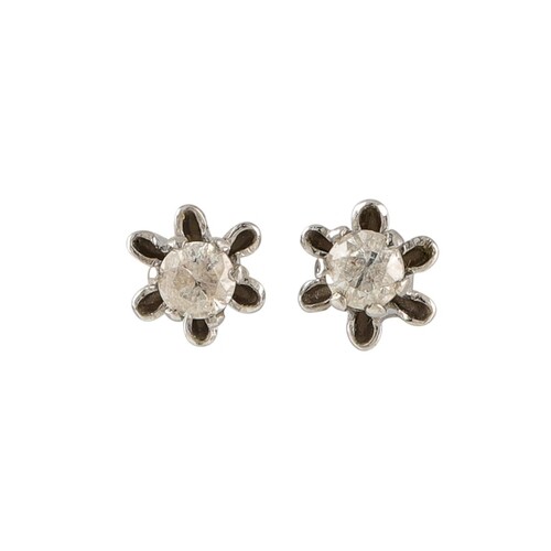 A PAIR OF DIAMOND STUD EARRINGS, mounted in white gold