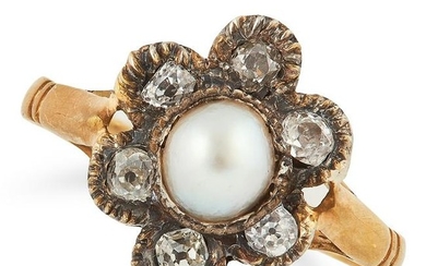 A PEARL AND DIAMOND RING comprising of a pearl and old