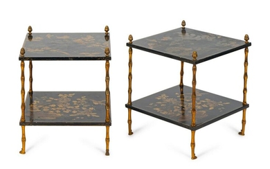 A Pair Gilt-Bronze-Mounted Two-Tiered Lacquered Tables