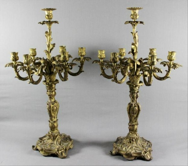 A Pair Of Louis Xv Style Gilt Bronze Seven-Light