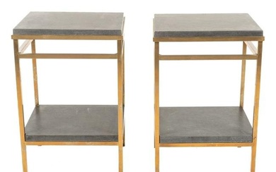 A Pair of Contemporary Marble Top Side Tables