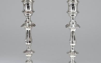 A Pair of Elizabeth II Silver Pillar Candlesticks, by...