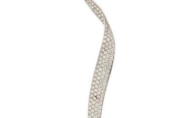 A Pave Diamond Ribbon Pin/Pendant in 18K