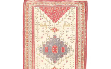 A Persian Ardebil flatweave rug, last quarter 20th century, with zoomorphic design,...