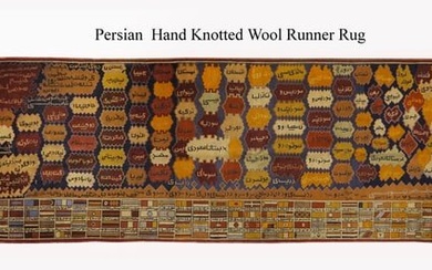 A Persian Hand Knotted Wool Runner Rug, Countries Flags Designed