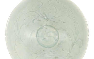 A QINGBAI CARVED 'PEONY' BOWL SOUTHERN SONG DYNASTY | 南宋 青白釉牡丹紋笠式葵口盌