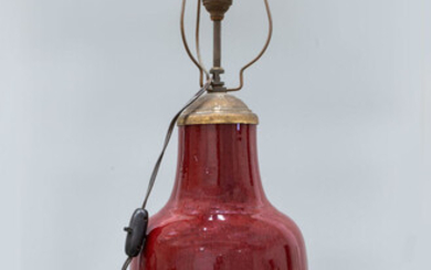 A Red Glazed Porcelain Lamp Stand, China, Qing Dynasty, Early 19th Century