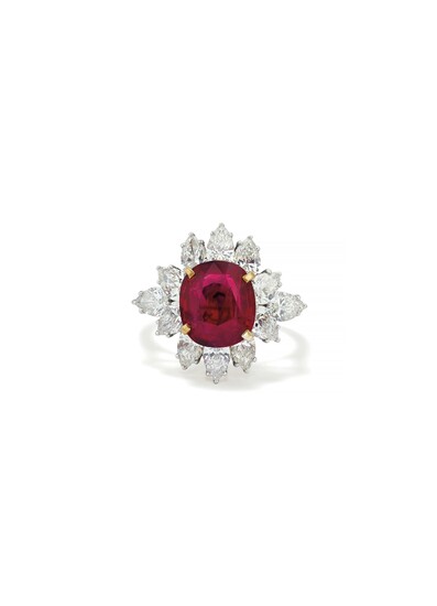 A Ruby, Diamond, Platinum and Gold Ring