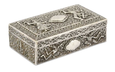 A SILVER REPOUSSÉ BOX Thailand or Laos, late 19th - early 20th century