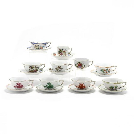 A Selection of Ten Herend Cup and Saucer Sets