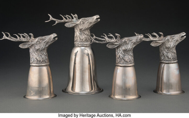 A Set of Four Gucci Silver-Plated Stag Stirrup Cups (circa 1975)