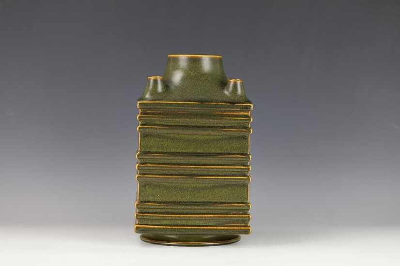 A Teadust Glazed Square Vase with Qianlong Mark