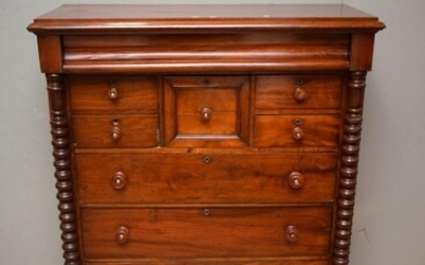 A VICTORIAN CEDAR EIGHT DRAWER CHEST (A/F) (144H x 123W x 53D CM) (PLEASE NOTE THIS HEAVY ITEM MUST BE REMOVED BY CARRIERS AT THE CU...