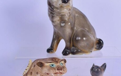 A VINTAGE ITALIAN POTTERY FIGURE OF A CAT together with