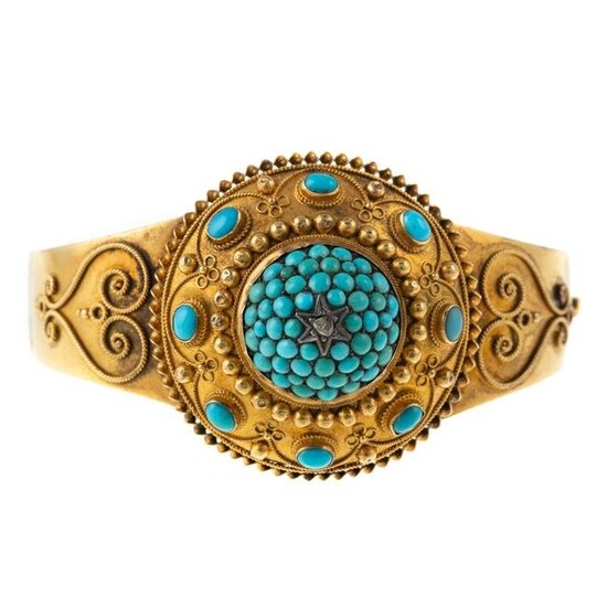 A Victorian Etruscan Revival Turquoise Bracelet