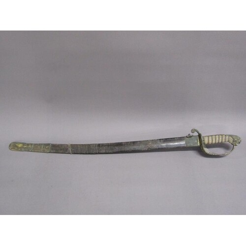 A Victorian Naval Officers sword, 76cm l blade etched with a...