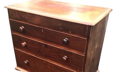 A Victorian mahogany chest of drawers, the rectangular top above...