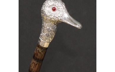 A Victorian silver mounted novelty walking stick, by Brigg, ...