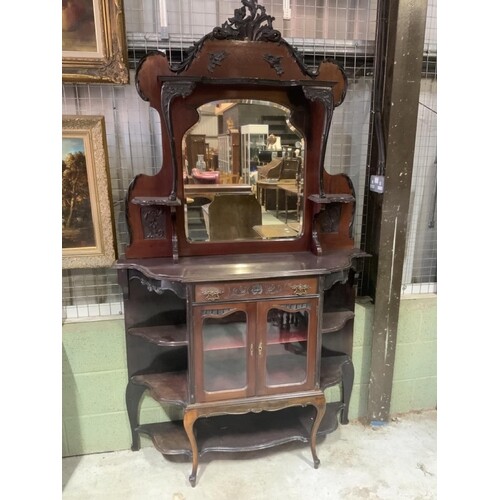A Victorian style chiffonier side cabinet with decoratively ...