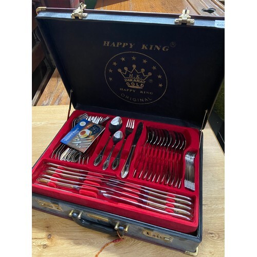 A Vintage set of Happy King 24Karat Gold Plated cutlery set ...