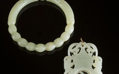 A White Jade Pendant, Together With a Pale Celadon Jade