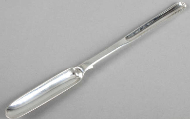 A William IV silver marrow scoop, together with a pair of George III silver sugar tongs & two Victorian pairs. (4).