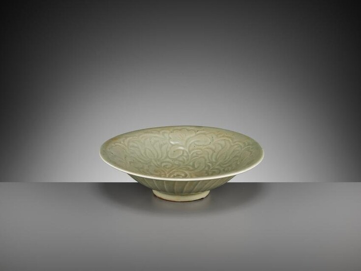 A YAOZHOU CARVED CELADON 'LOTUS' BOWL, NORTHERN SONG