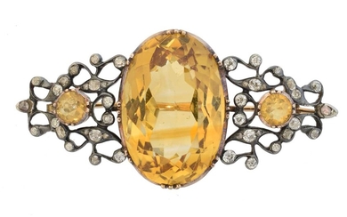 A citrine and diamond brooch